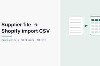 turn your supplier file into a shopify import CSV with SEO product texts