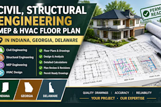 civil, structural engineering mep hvac floor plan in indiana, georgia, delaware