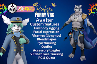 create custom vrchat furry avatar, 3d furry vtuber, nsfw vrc avatar, vrm animaze