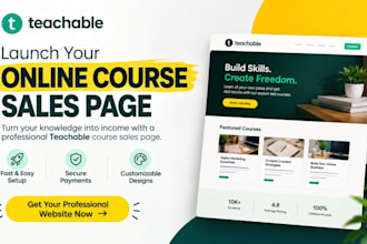 teachable, course sales page, sales page design, online course, landing page
