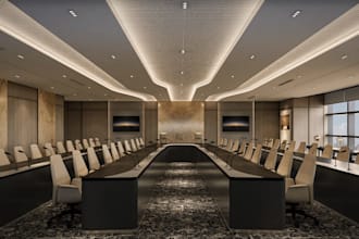 modern 3d executive boardroom conference room, office decor interior, VIP lounge