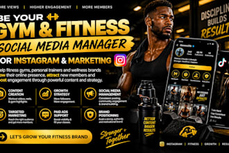 be your gym and fitness social media manager for instagram and marketing