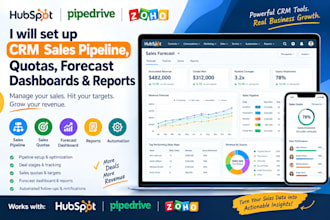 sales pipeline sales quotas sales forecast dashboard in hubspot zoho pipedrive