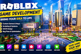 develop roblox simulator, rpg, tycoon, anime, horror, terrain and roleplay games