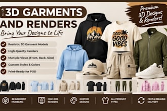 create 3d garments renders design in clo3d 3d fashion design and 360 animation