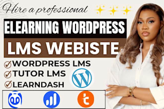 build wordpress elearning lms website with tutor lms pro, learndash, talent lms