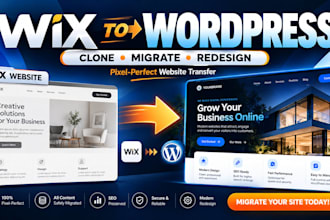 clone wix to wordpress website migration, clone website and redesign wordpress