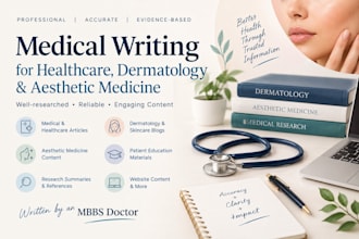 write medical, dermatology and skincare articles