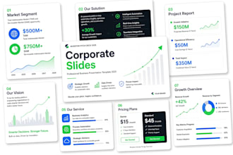 create corporate slides, company presentation and professional business PPT