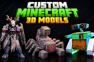 build custom minecraft 3d lowpoly character, entity models in blockbench for you