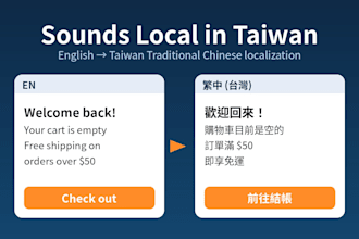 localize your website or app from english to taiwan traditional chinese