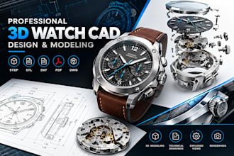 design 3d cad watch cases, straps skeleton components and manufacturing drawings