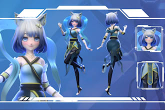 create custom 3d vrchat avatar anime character with rigging