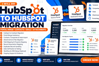 do hubspot to hubspot migration portal merge contacts deals attachments import