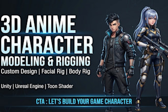 model and rig anime 3d characters for games
