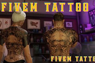 create custom fivem tattoos, full body ped tattoos, male and female tattoo pack