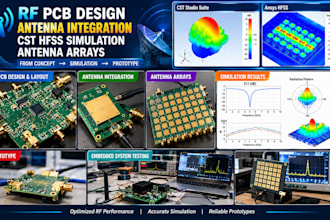 create rf pcb design, antenna integration, cst hfss simulation, antenna arrays