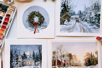 llustrate magical christmas scenes, characters