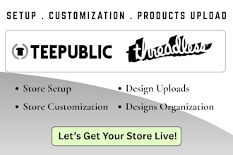 setup threadless, teepublic store and upload designs