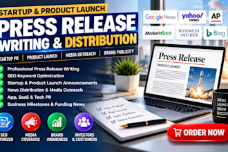 write startup press release product launch PR news distribution media outreach