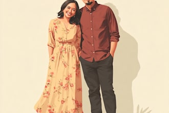 create a cute digital couple or family portrait art gift