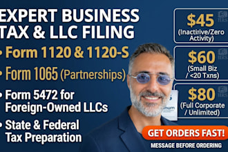 prepare and file business tax return, corporate tax, and llc tax