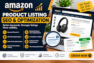 optimize amazon product listing SEO, title, keywords and description