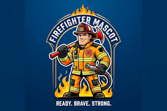 create firefighter mascot logo design with 1 day delivery