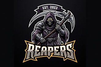 design reaper mascot logo with unlimited revision