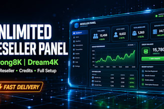 set up unlimited reseller panel with sub reseller and credit, strong8k, dream4k