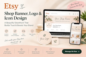 design an etsy shop banner, logo and shop icon