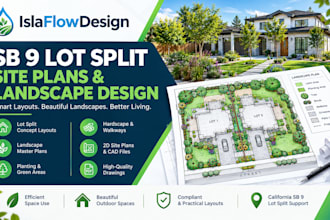 design sb9 lot split site plans and landscape layouts