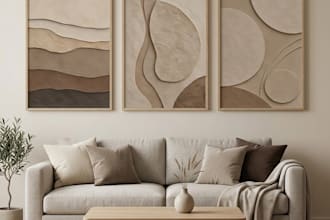 design minimalist japandi interior and wall art mockups