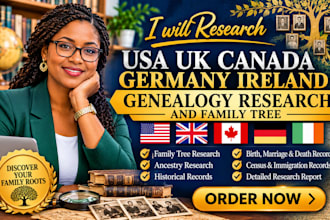 research usa uk canada germany ireland genealogy and family tree