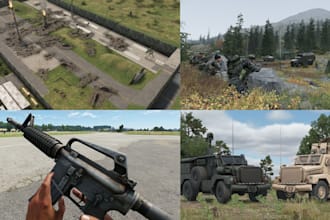 create arma reforger maps, military environments, custom weapons and vehicle mod