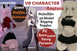 vrchat furry avatar nsfw 3d model vr character vrc avatar fursona facial rig 3d