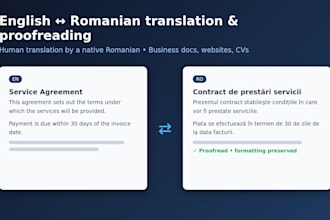 translate and proofread english to romanian and romanian to english