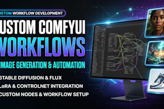 design custom comfyui workflow, comfyui image, video workflow, ai art automation