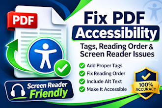 fix PDF accessibility, PDF remediation, tagging and screen reader issues