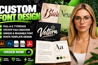create custom font design typeface typography and logo font in ttf or otf woff