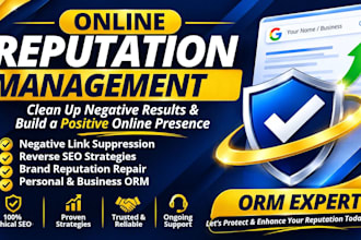 provide online reputation management, ORM, and negative link suppression