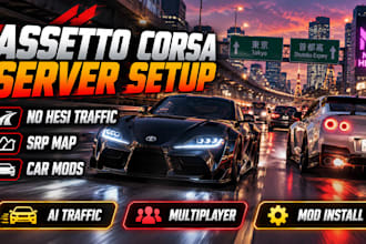 set up assetto corsa server, no hesi traffic, srp map and car mods