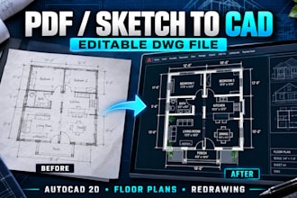 convert PDF or sketch to autocad dwg