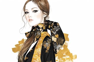 draw fashion illustration, sketch, portrait