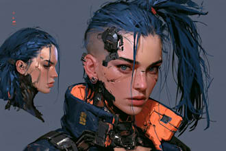 draw a highly detailed cyberpunk anime illustration