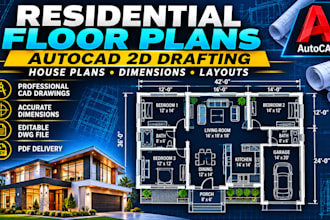 draft professional residential floor plans in autocad