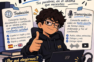 translations and transcriptions to english and spanish