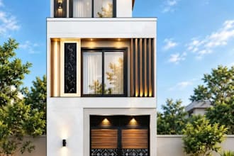 created 3d house exterior design and 3d front elevation