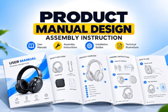 do product manual design, user guides, assembly instructions and documentation