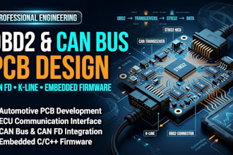 design obd2 can bus pcb, k line, can fd and embedded firmware